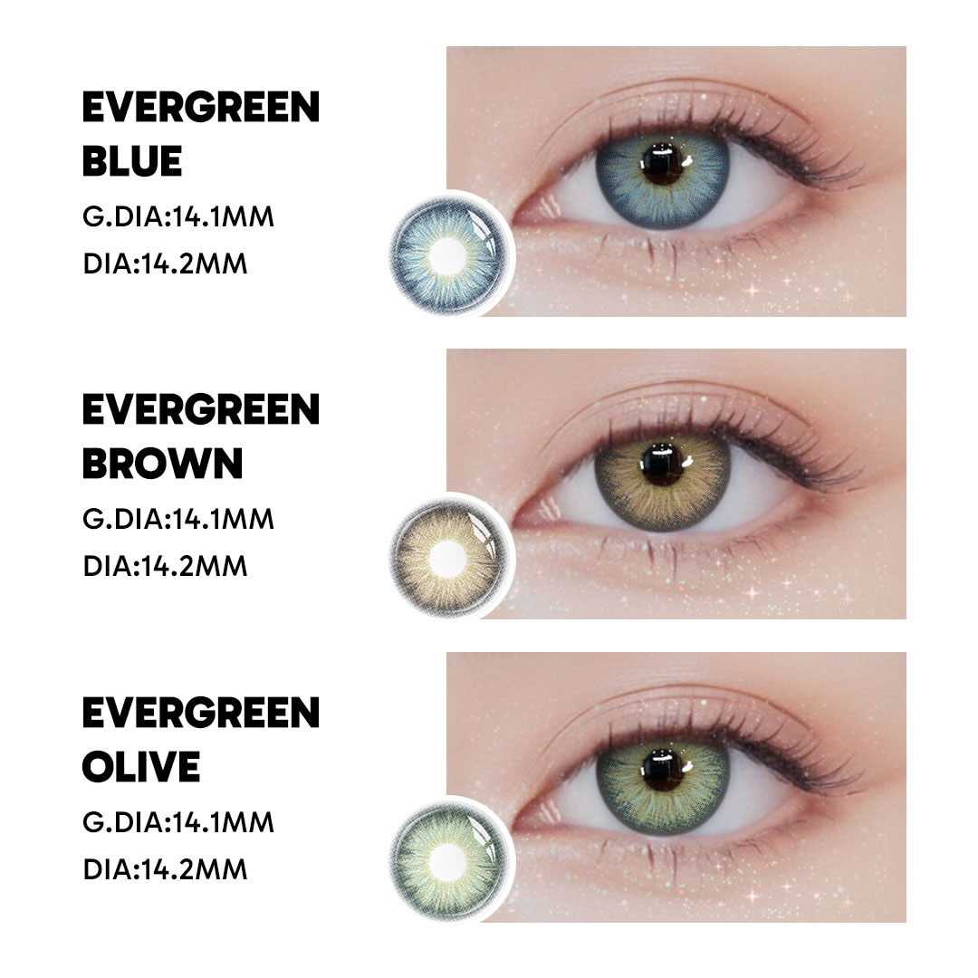 Evergreen Olive - 1 Year, 2 lenses Colored Contacts - Gleglow