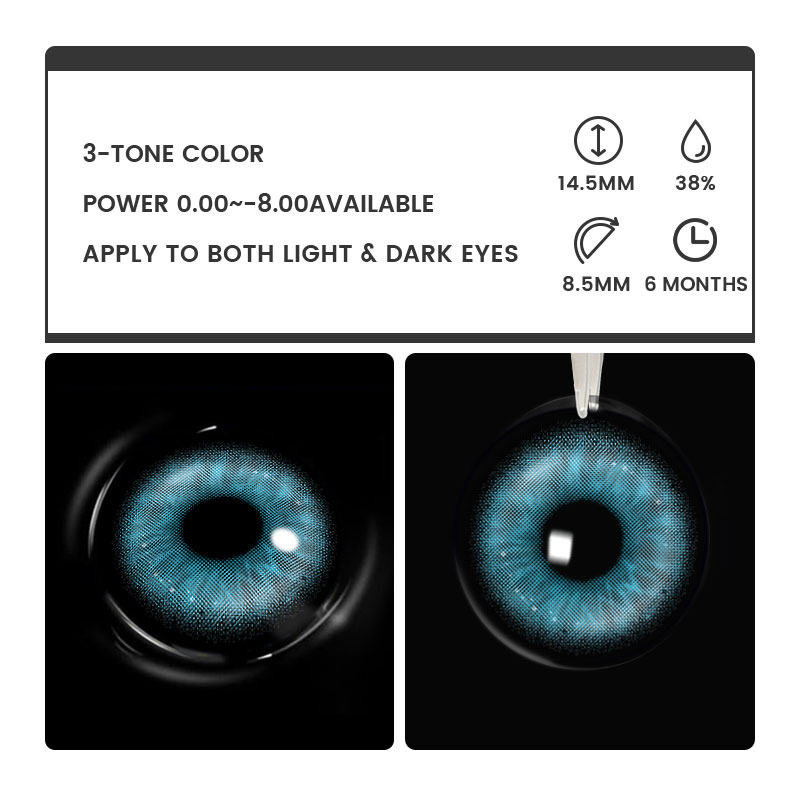 Fable Blue - 6-month，2 lenses Colored Contacts - Gleglow
