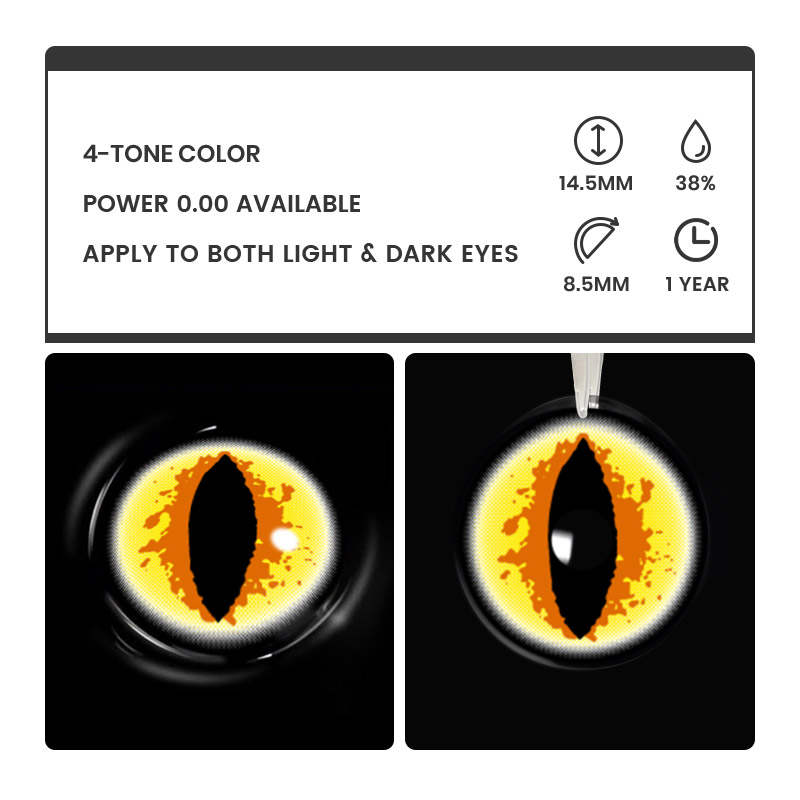 Fantasy Yellow - 1 Year, 2 lenses Colored Contacts - Gleglow