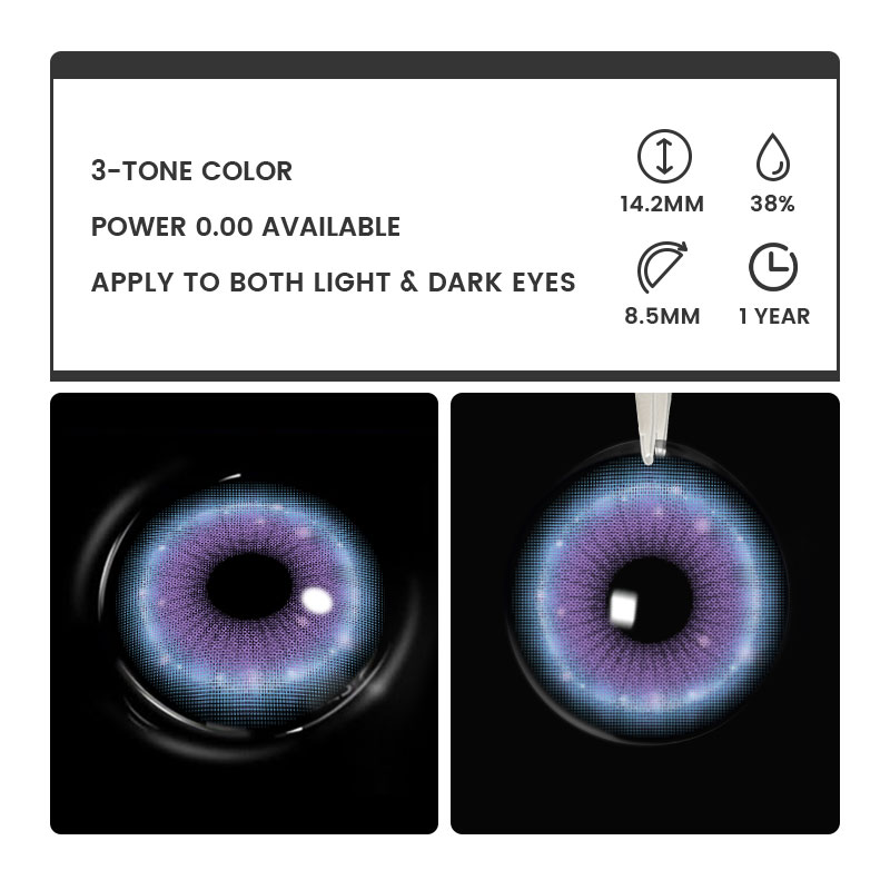 Fiora Purple - 1 Year, 2 lenses Colored Contacts - Gleglow