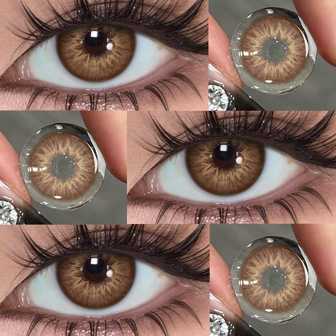 Florescent Brown - 1 Year, 2 lenses Colored Contacts - Gleglow