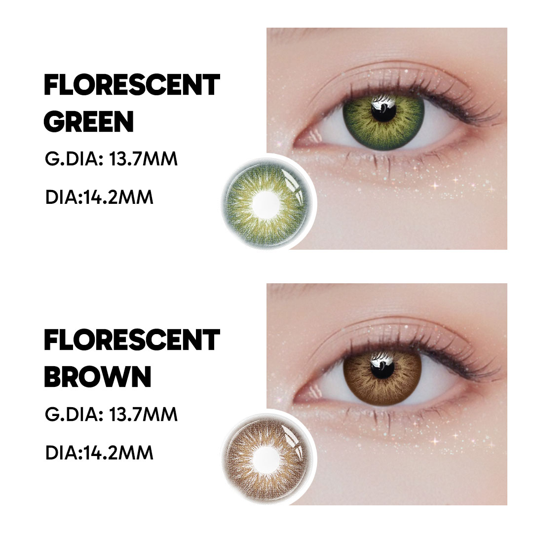 Florescent Green Contact Lenses – 1 Year, 2 Lenses Colored Contacts - Gleglow