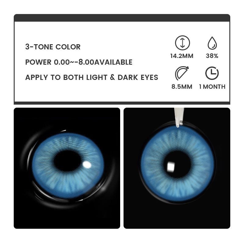Florise Blue - monthly, 2 lenses Colored Contacts - Gleglow