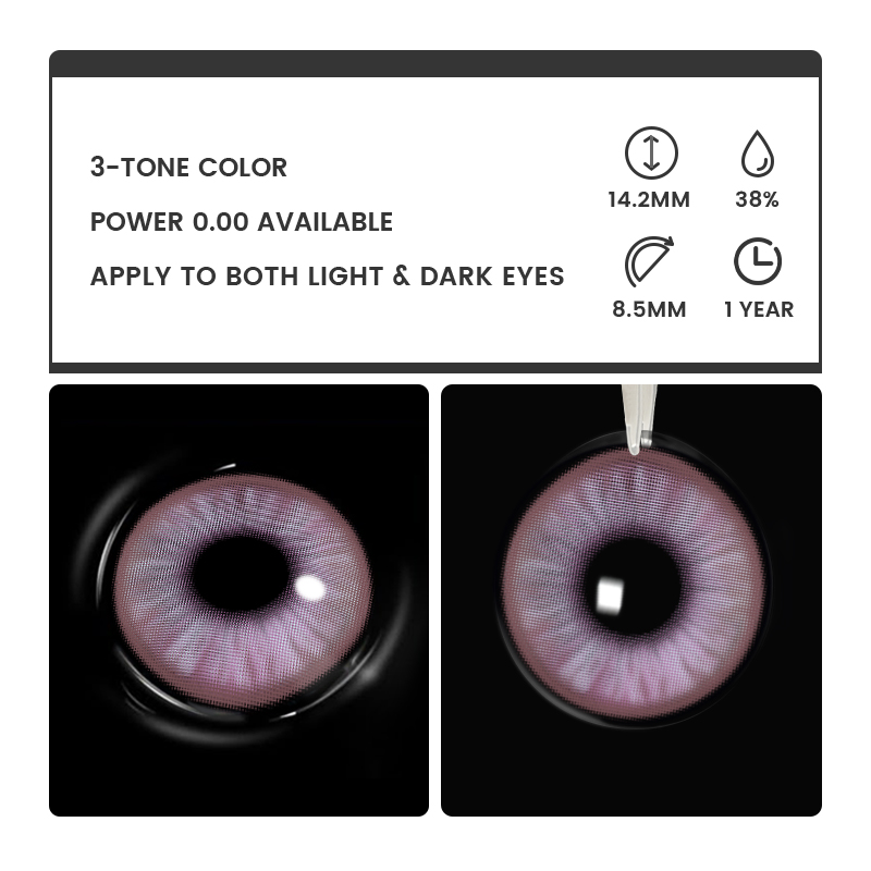 Florise Pink - 1 Year, 2 lenses Colored Contacts - Gleglow
