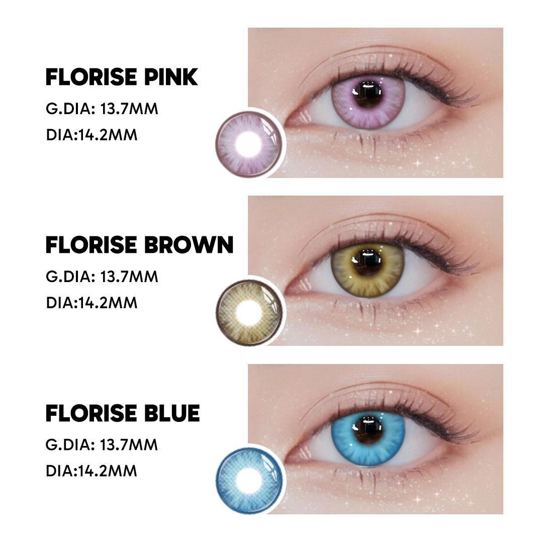 Florise Blue - 1 Year, 2 lenses Colored Contacts - Gleglow
