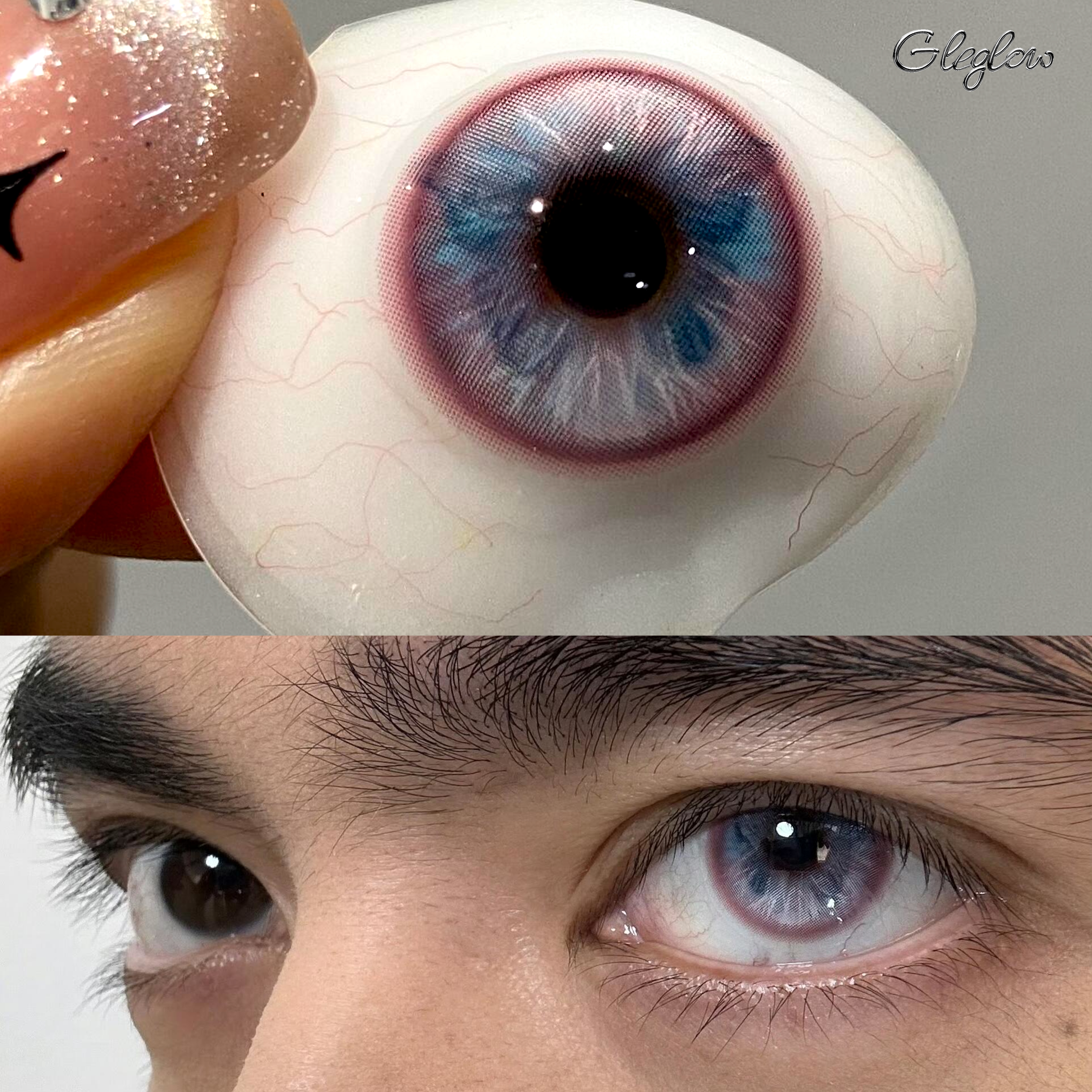 Fluttery Blue-Pink - 6-month，2 lenses Colored Contacts - Gleglow