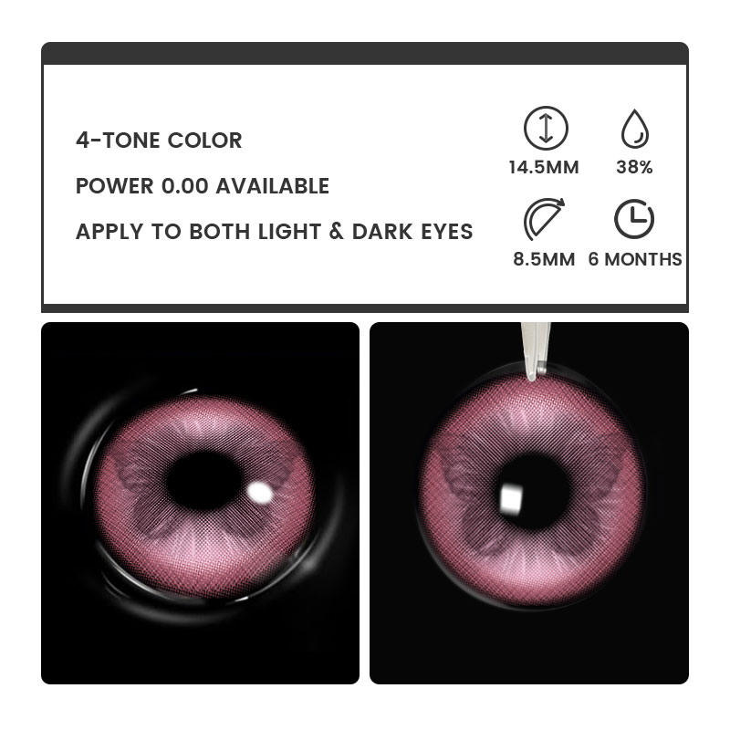 Fluttery Pink - 6-month，2 lenses Colored Contacts - Gleglow