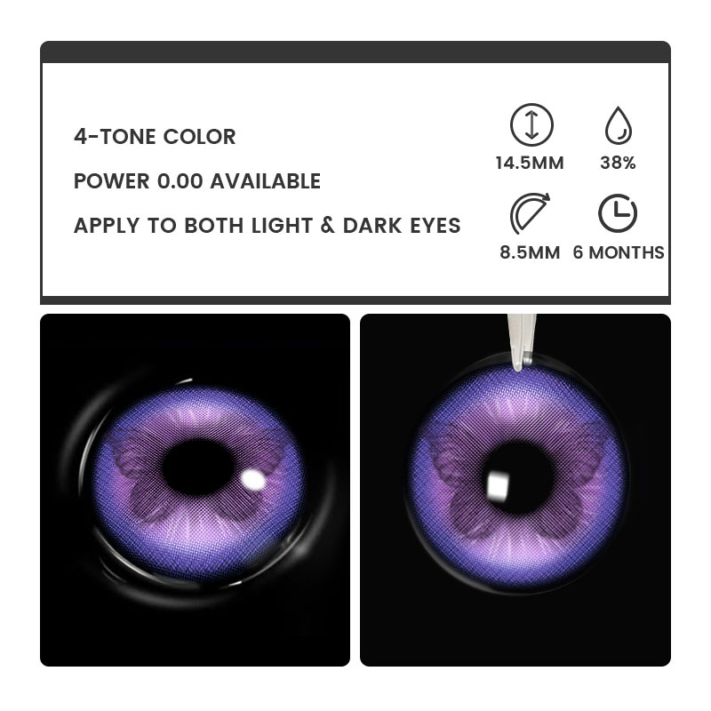 Fluttery Purple - 6-month，2 lenses Colored Contacts - Gleglow