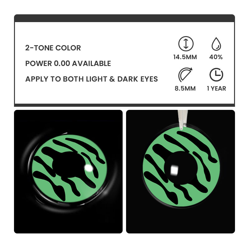Freak Cell Green - 1 Year, 2 lenses Colored Contacts - Gleglow