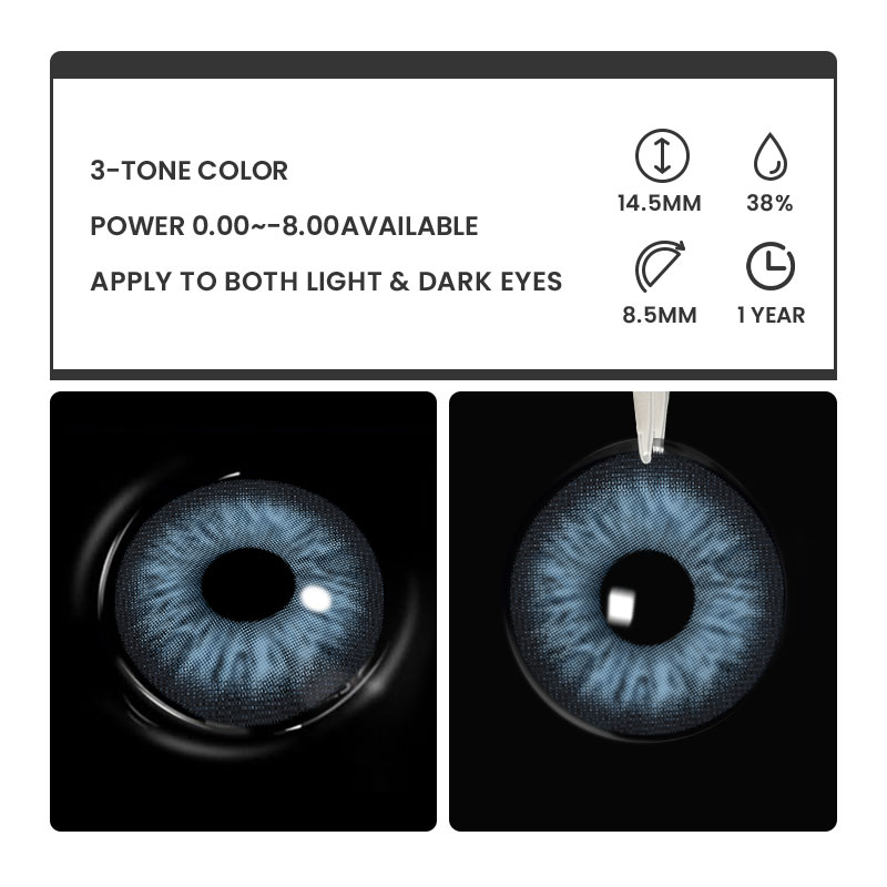 Aetheris Blue - 1 Year, 2 lenses Colored Contacts - Gleglow