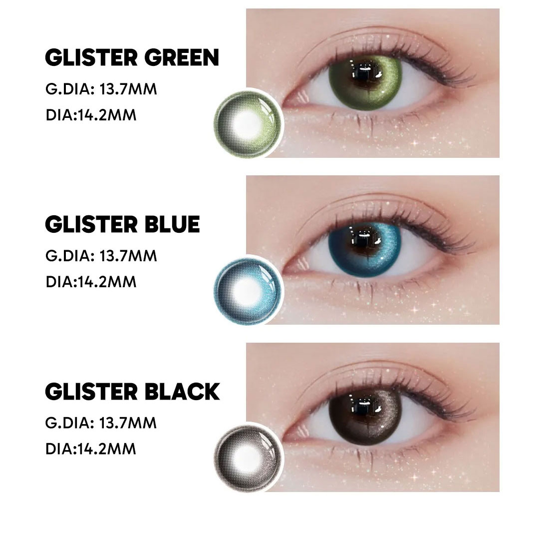 Glister Blue - 1 Year, 2 lenses Colored Contacts - Gleglow