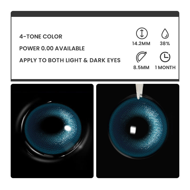 Glister Blue - monthly, 2 lenses Colored Contacts - Gleglow