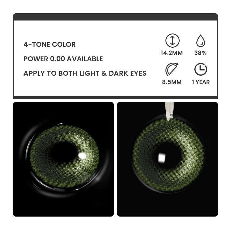 Glister Green - 1 Year, 2 lenses Colored Contacts - Gleglow