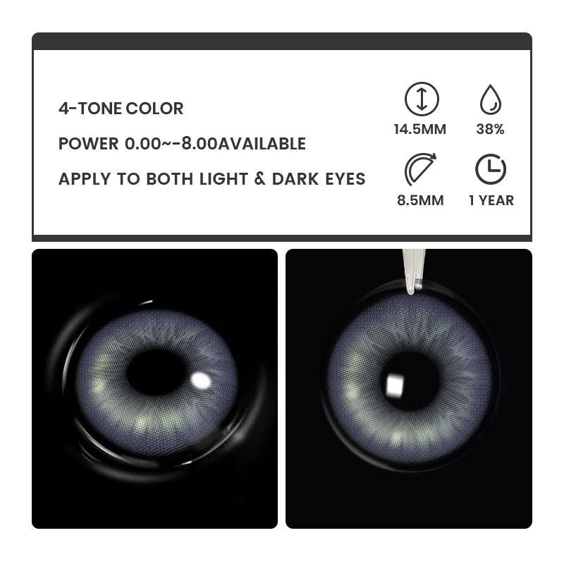 Gloss Blue - 1 Year, 2 lenses Colored Contacts - Gleglow