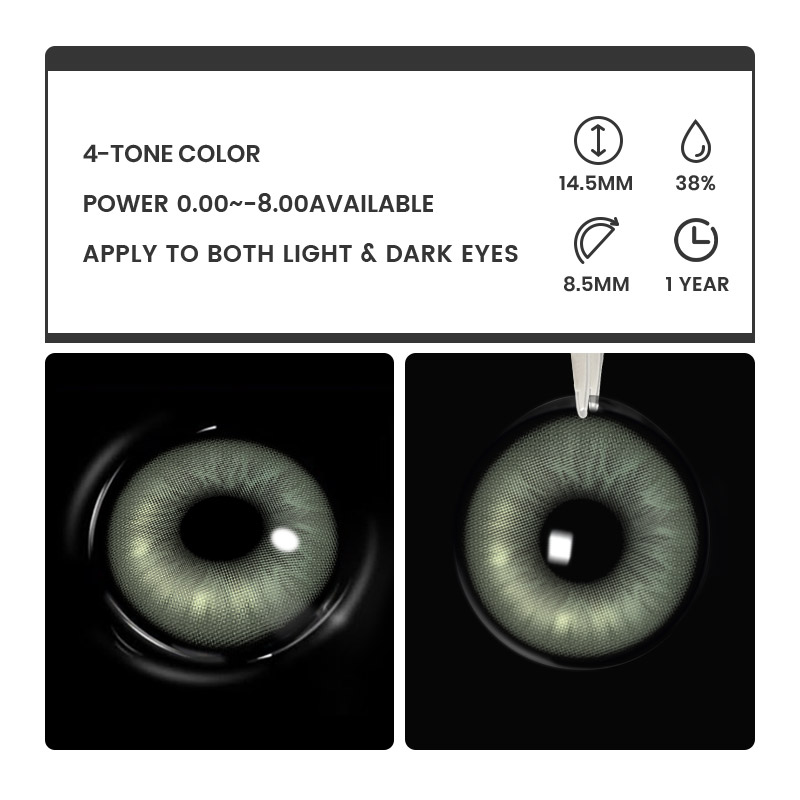 Gloss Green - 1 Year, 2 lenses Colored Contacts - Gleglow