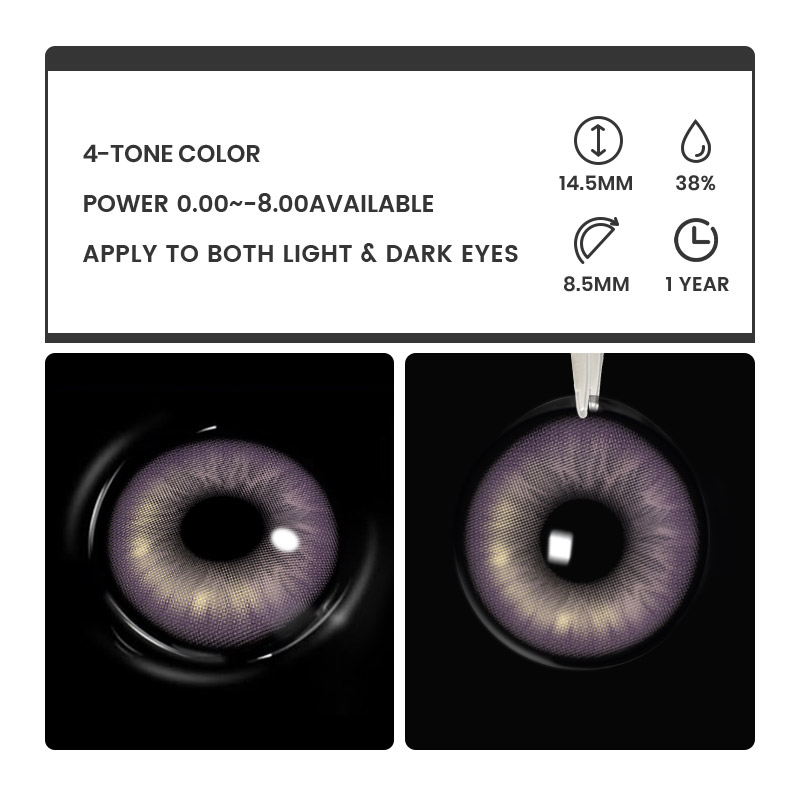 Gloss Purple - 1 Year, 2 lenses Colored Contacts - Gleglow