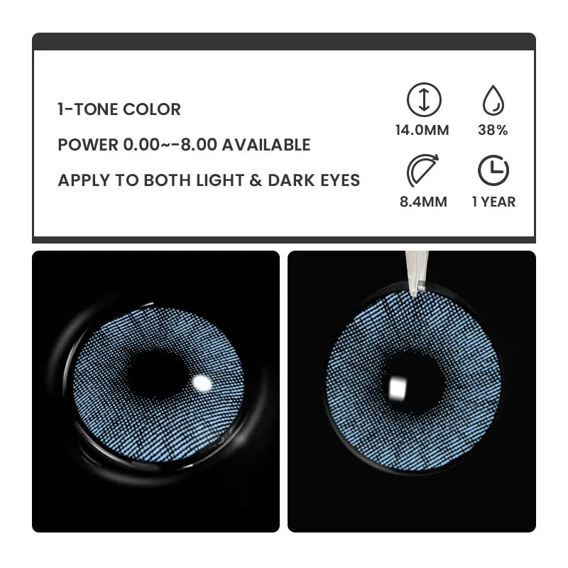 Serac Blue - 1 Year, 2 lenses Colored Contacts - Gleglow