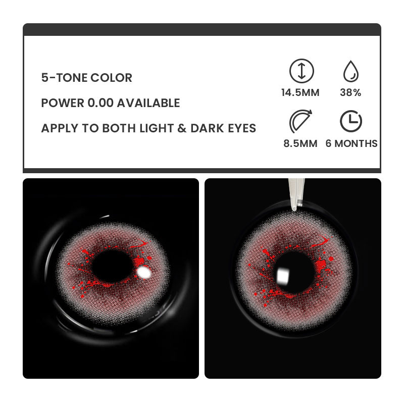 Havoc Red - 6-month，2 lenses Colored Contacts - Gleglow