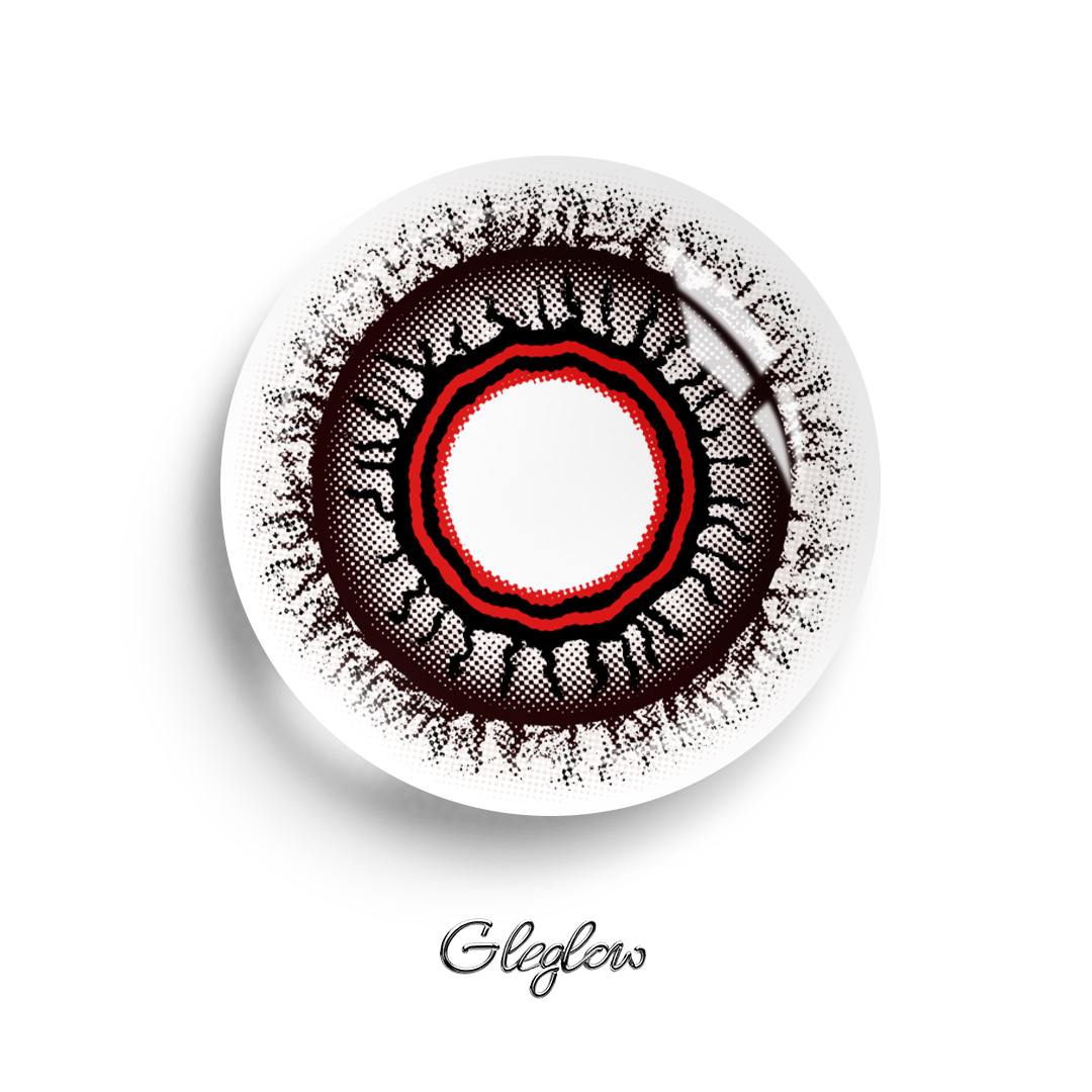 Hex Red - 1 Year, 2 lenses Colored Contacts - Gleglow
