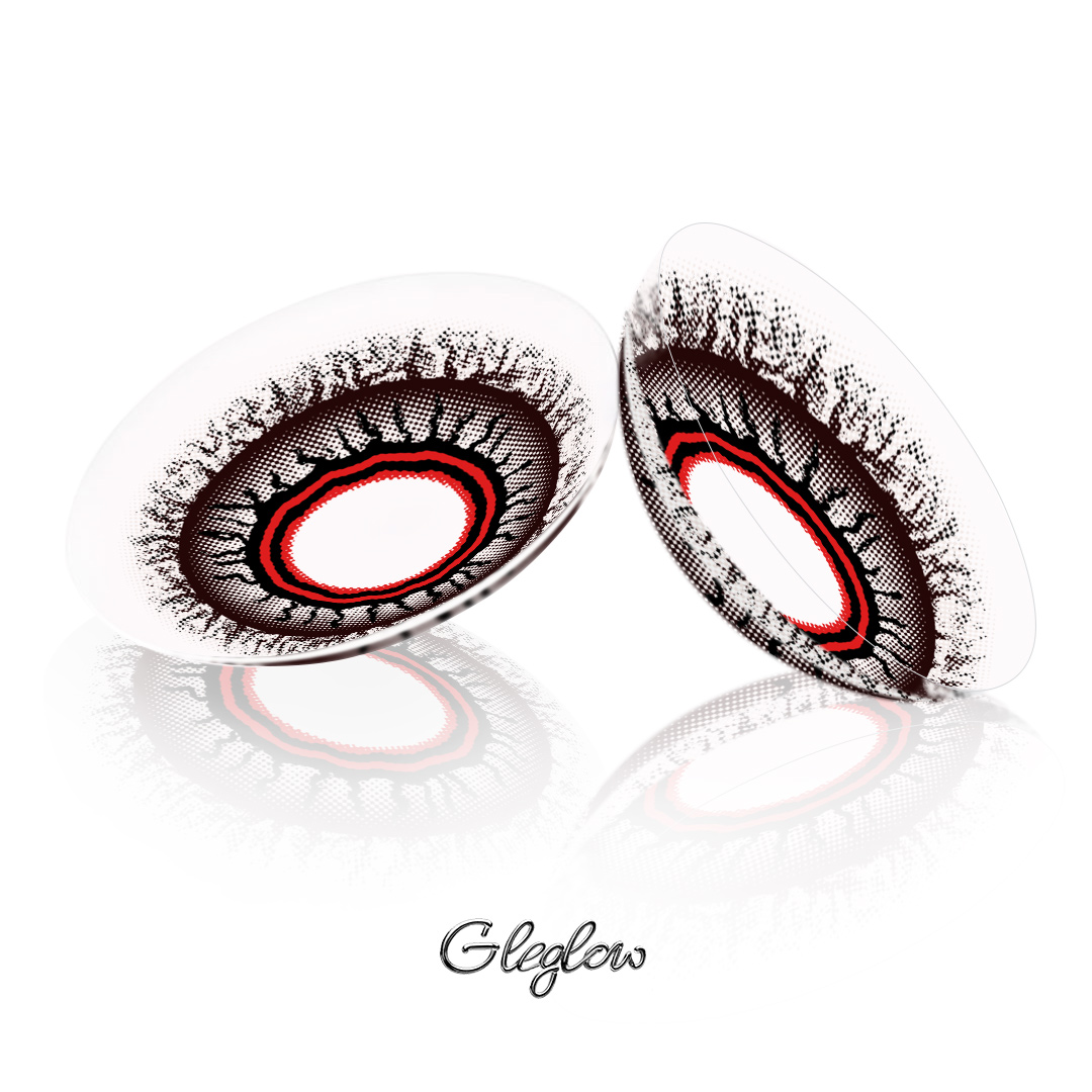 Hex Red - 1 Year, 2 lenses Colored Contacts - Gleglow