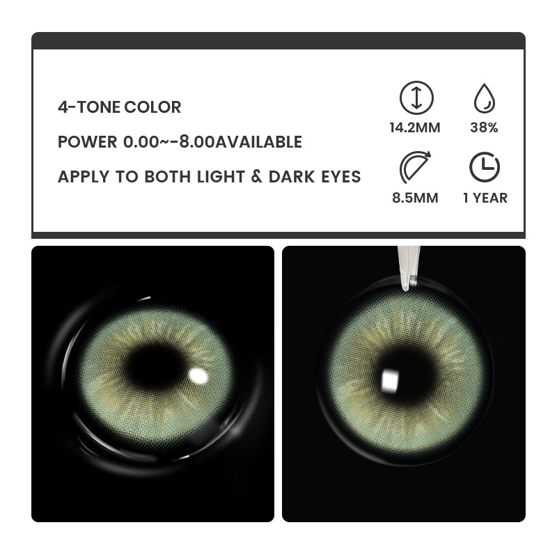 Hybrid Green - 1 Year, 2 lenses Colored Contacts - Gleglow