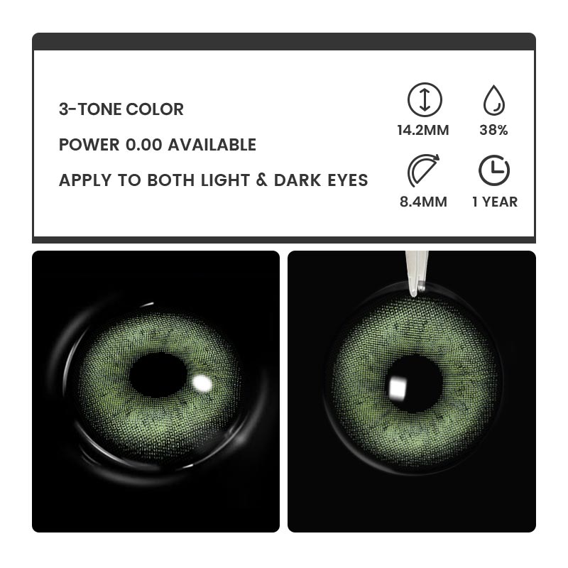 Icebound Green - 1 Year, 2 lenses Colored Contacts - Gleglow