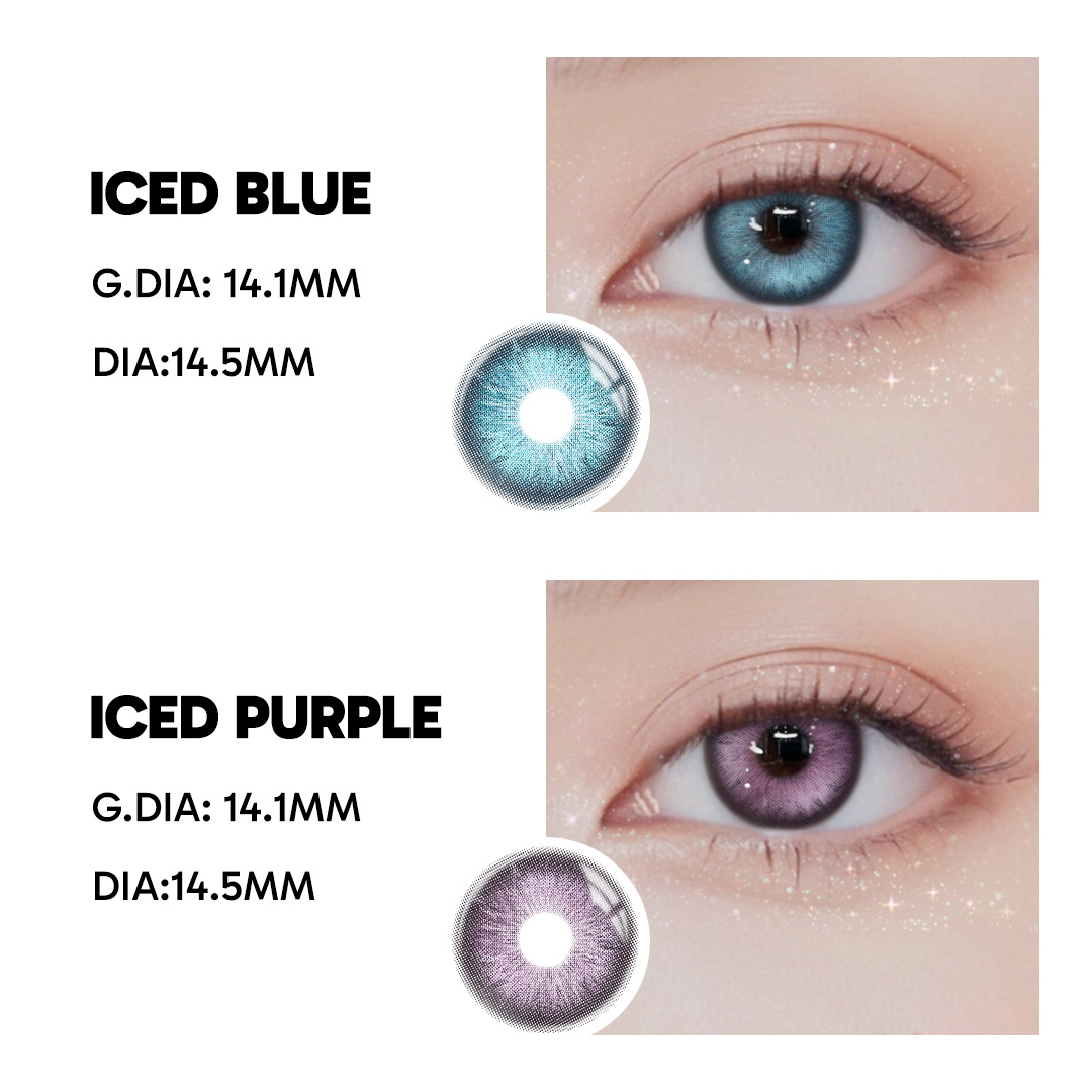 Iced Purple - 1 Year, 2 lenses Colored Contacts - Gleglow