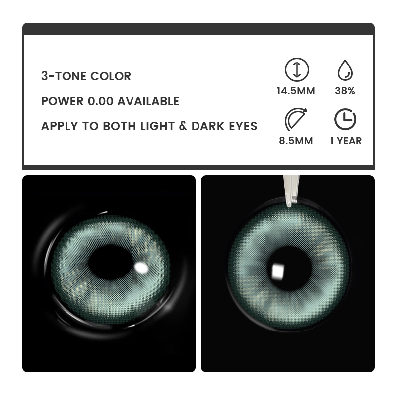 Ivy Green- 1 Year, 2 lenses Colored Contacts - Gleglow