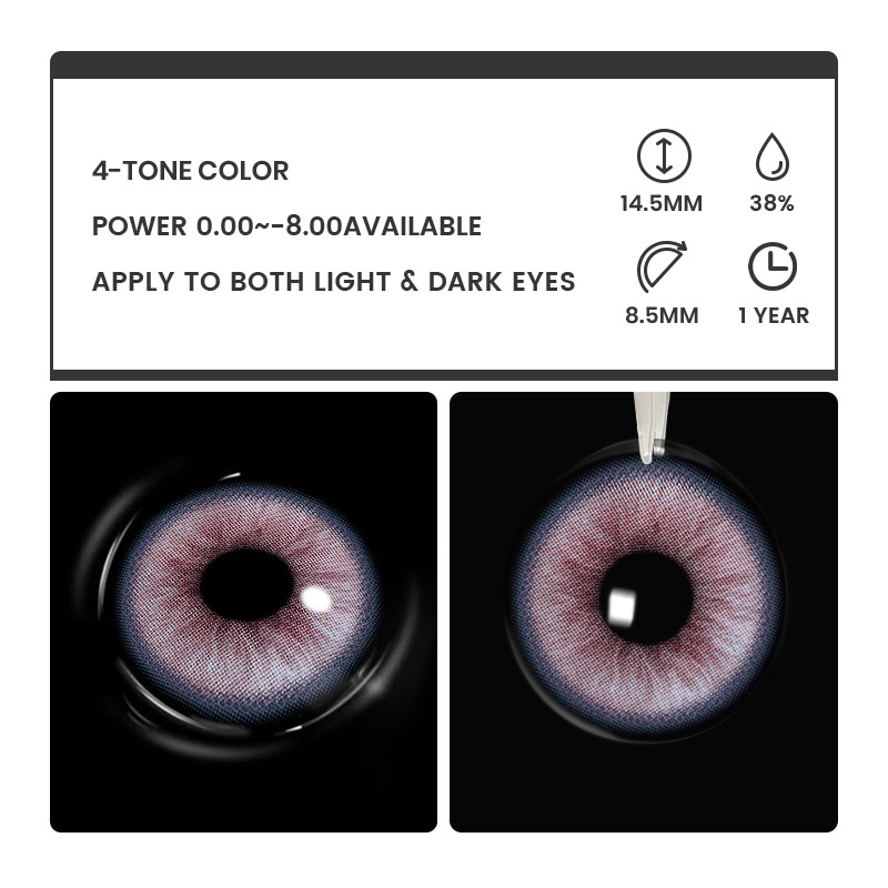 Juicy Blush Purple - 1 Year, 2 lenses Colored Contacts - Gleglow
