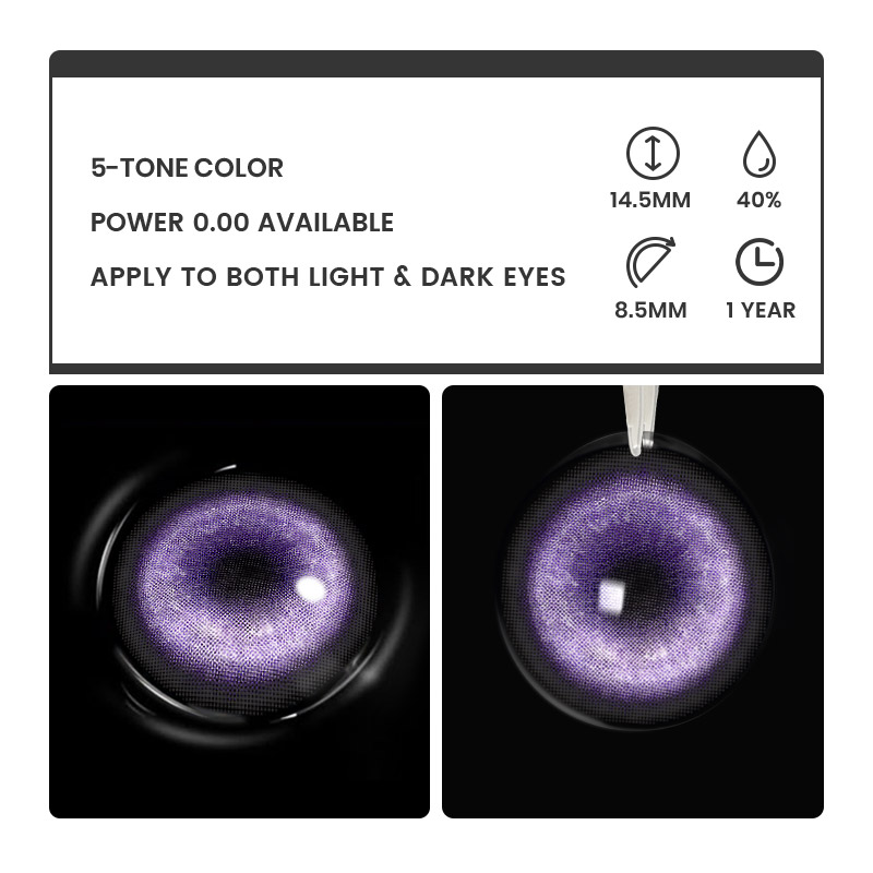 KOI Purple - 1 Year, 2 lenses Colored Contacts - Gleglow