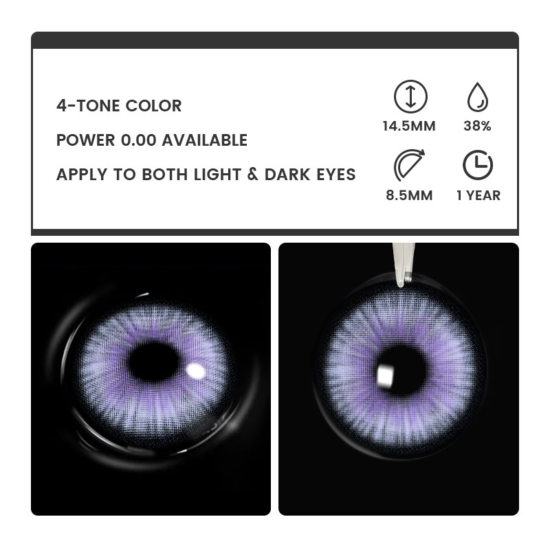 Kaien Purple - 1 Year, 2 lenses Colored Contacts - Gleglow