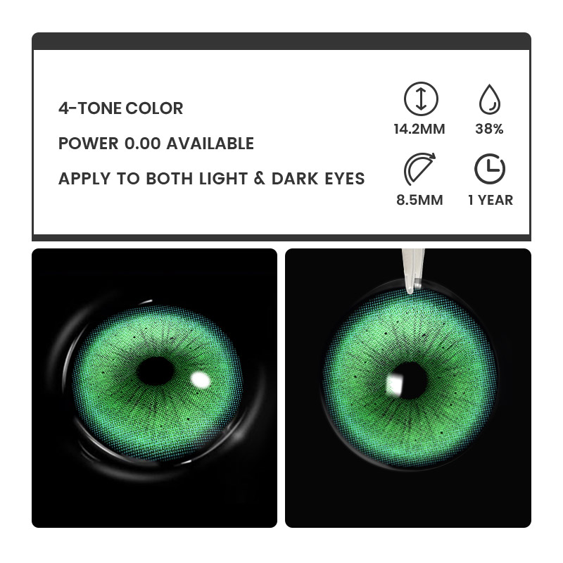 Klyra Green - 1 Year, 2 lenses Colored Contacts - Gleglow