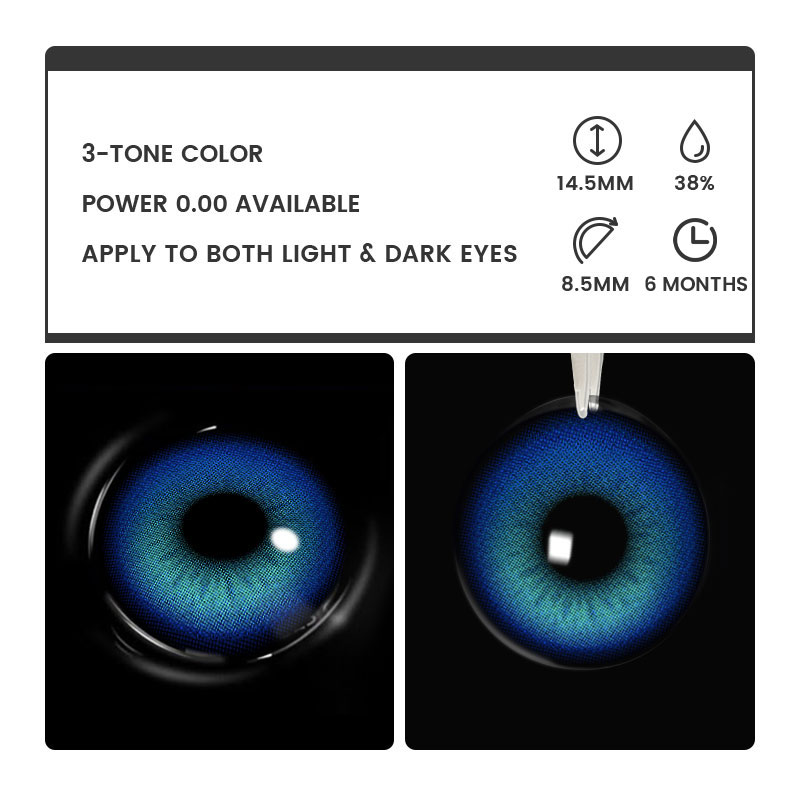 Lainis Blue - 6-month，2 lenses Colored Contacts - Gleglow