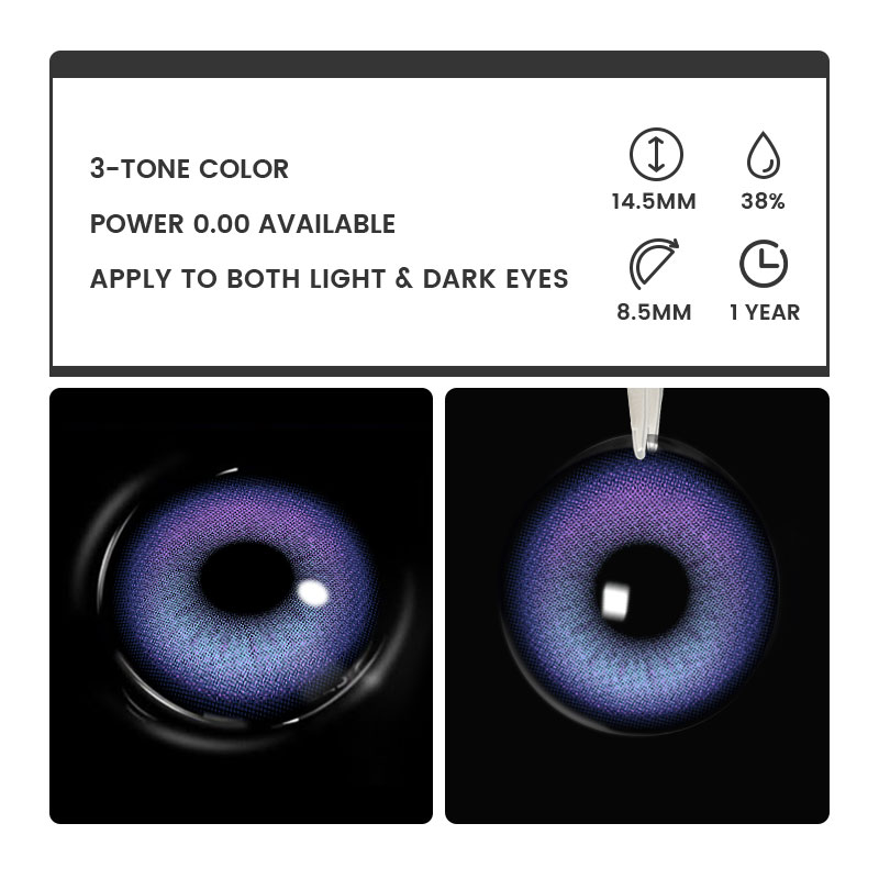 Lainis Purple - 1 Year, 2 lenses Colored Contacts - Gleglow