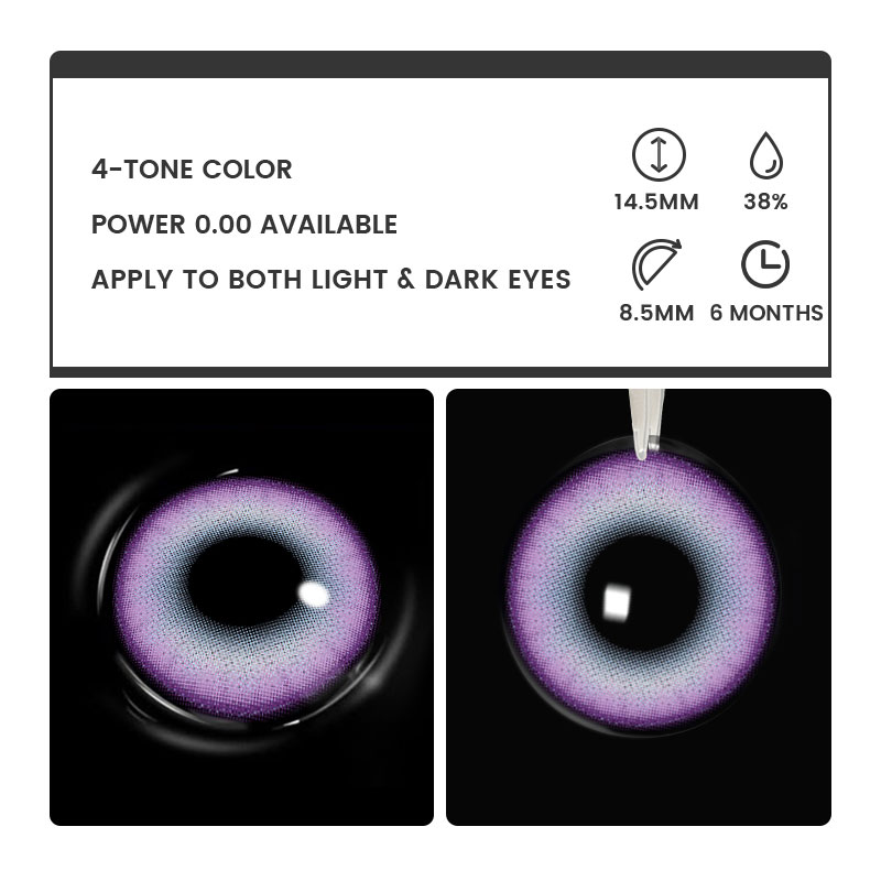 Lila Purple - 6-month，2 lenses Colored Contacts - Gleglow