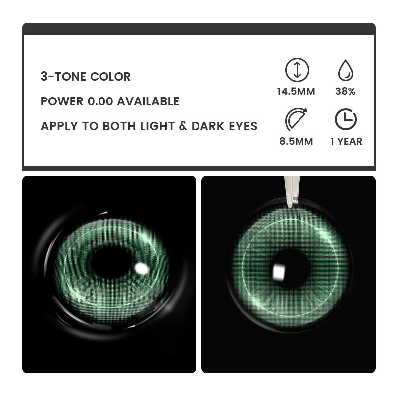 Lorza Green - 1 Year, 2 lenses Colored Contacts - Gleglow