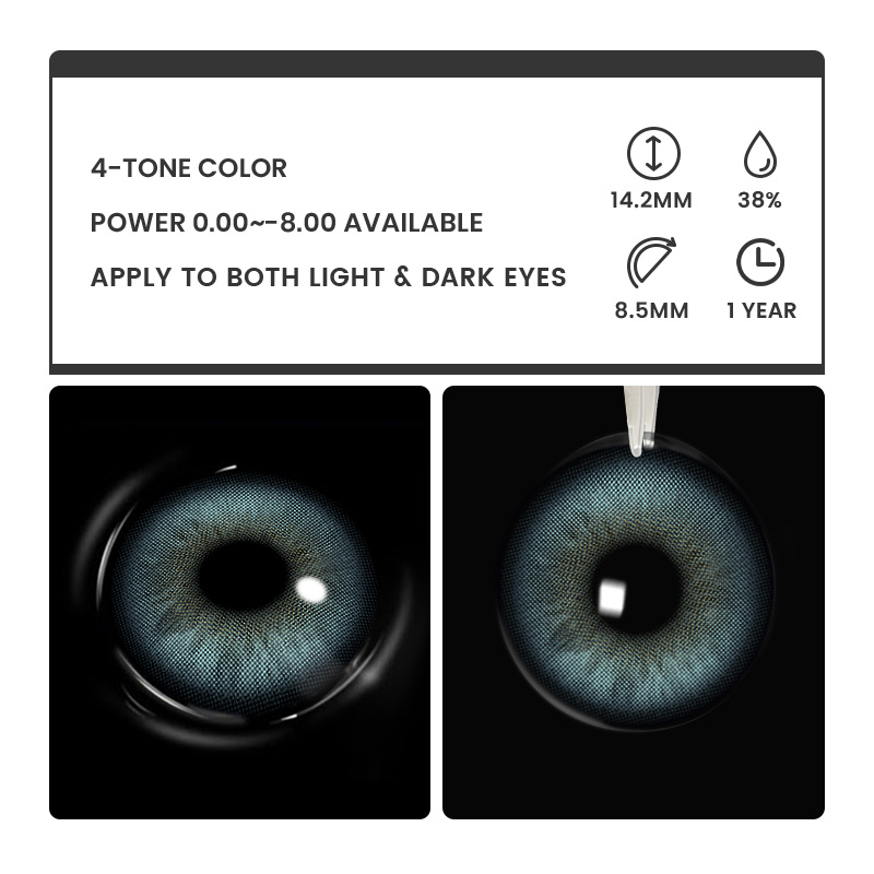 Lucent Halo Blue - 1 Year, 2 lenses Colored Contacts - Gleglow