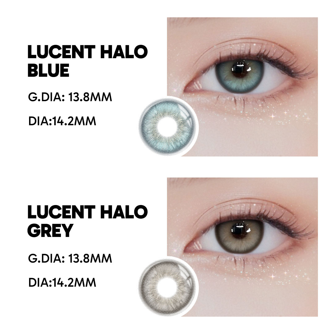 Lucent Halo Grey - 1 Year, 2 lenses Colored Contacts - Gleglow