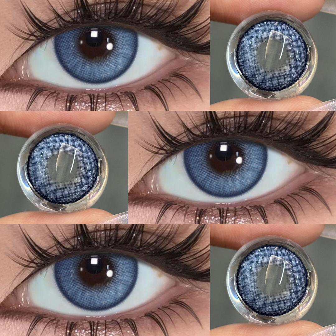 Plume Blue - 1 Year, 2 lenses Colored Contacts - Gleglow