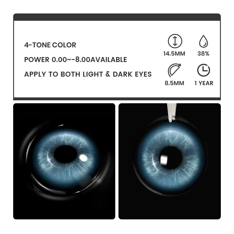 Luxe Neon Sky Blue - 1 Year, 2 lenses Colored Contacts - Gleglow