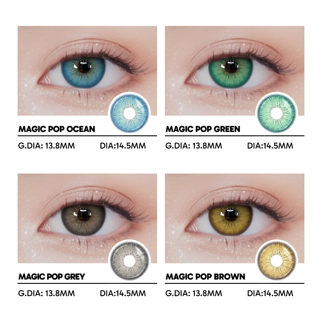 Magic Pop Grey - 1 Year, 2 lenses Colored Contacts - Gleglow