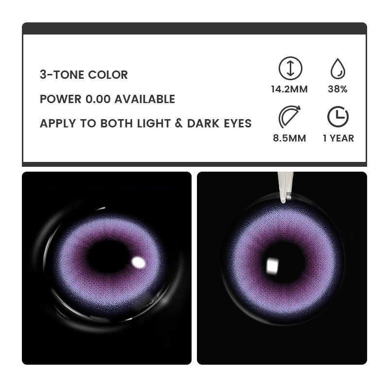 Merlot Purple - 1 Year, 2 lenses Colored Contacts - Gleglow