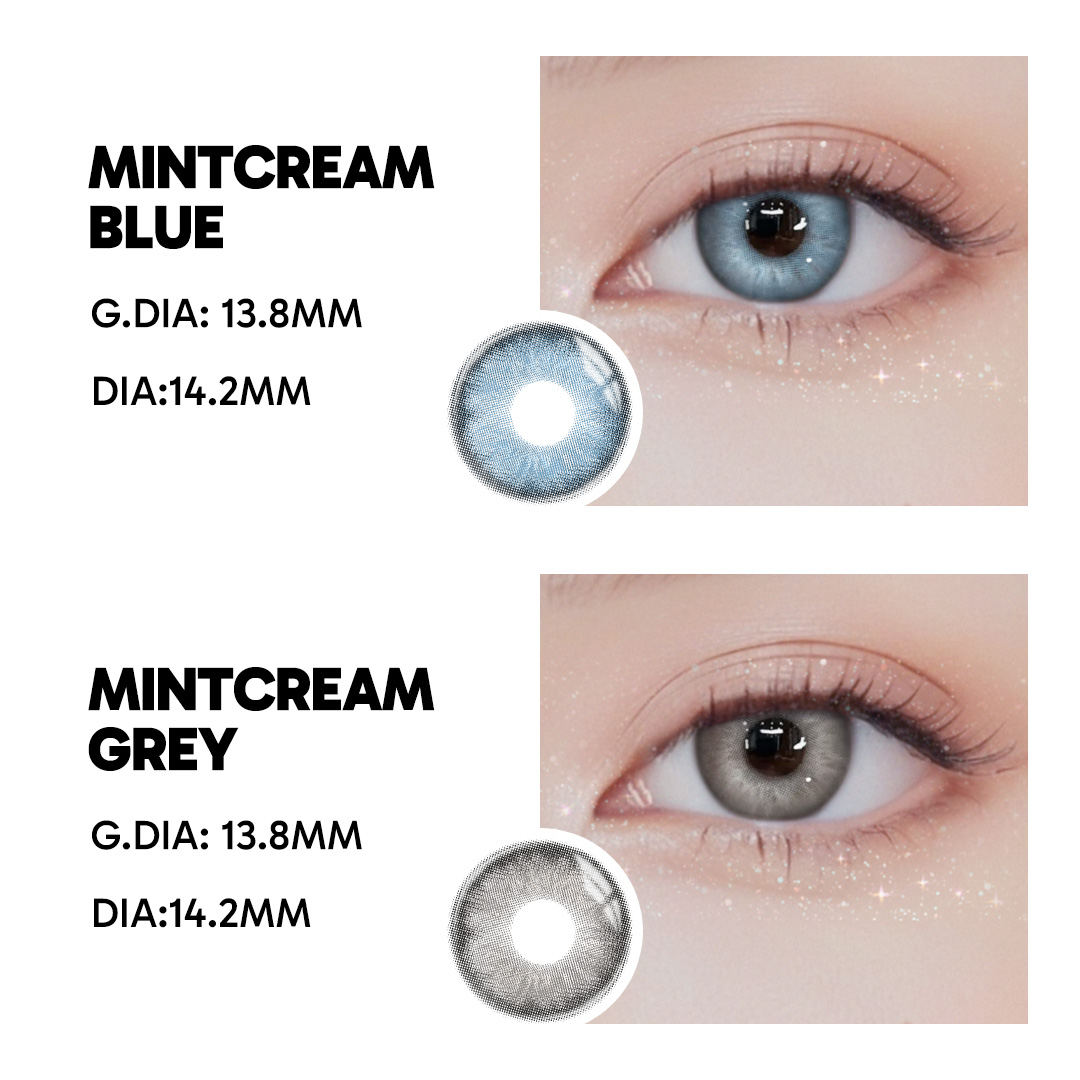 Mintcream Blue - 1 Year, 2 lenses Colored Contacts - Gleglow