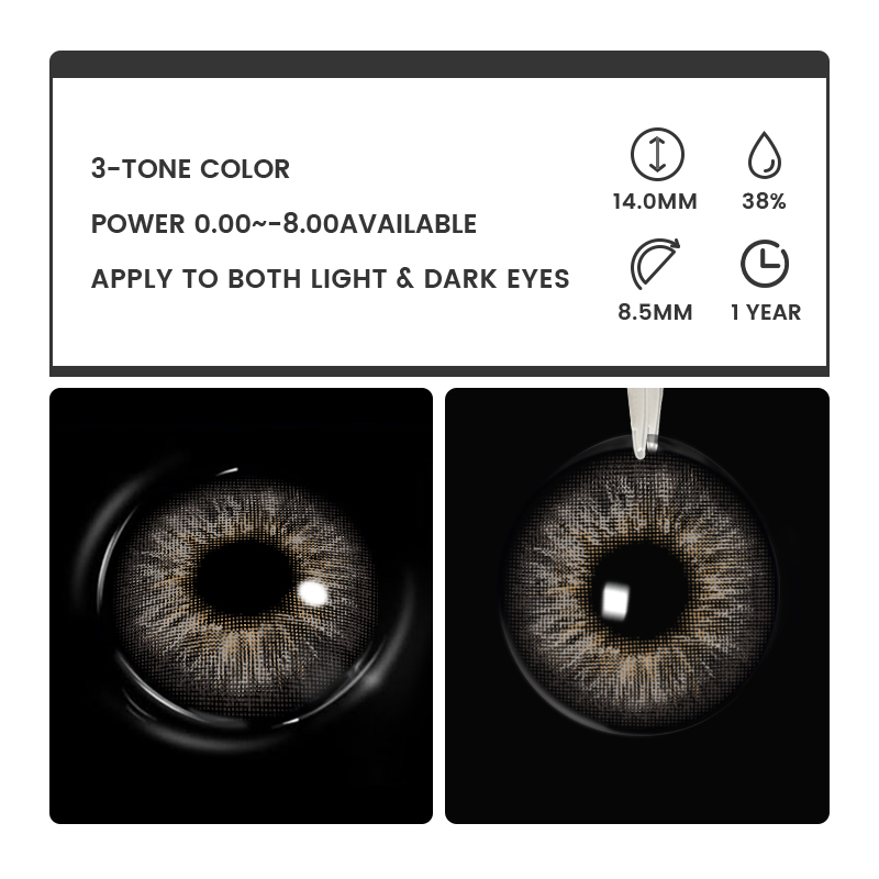 Mira Grey - 1 Year, 2 lenses Colored Contacts - Gleglow