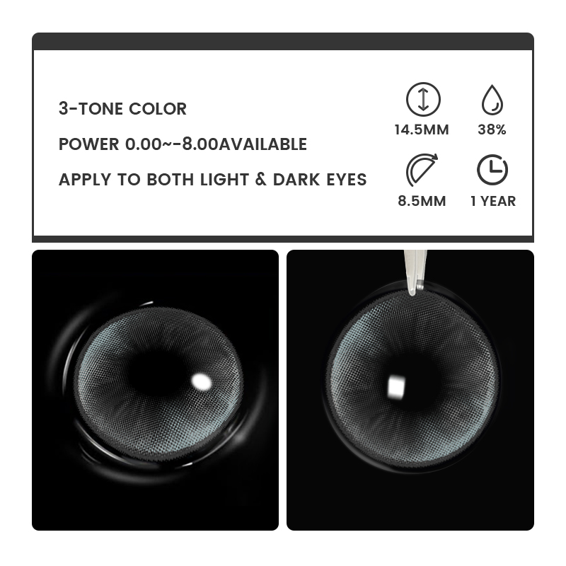 Mirris Grey - 1 Year, 2 lenses Colored Contacts - Gleglow