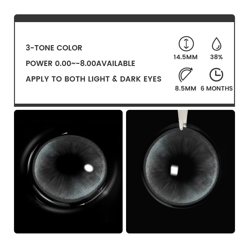 Mirris Grey - 6-month，2 lenses Colored Contacts - Gleglow