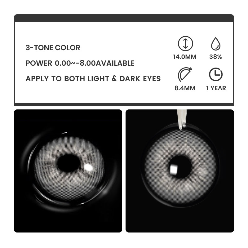 Moeli Grey - 1 Year, 2 lenses Colored Contacts - Gleglow