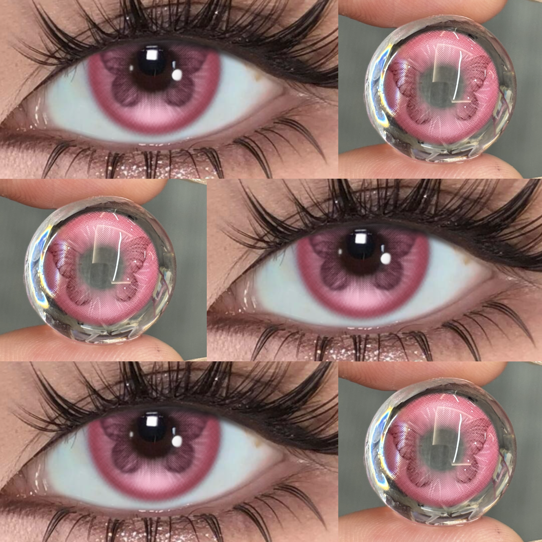 Fluttery Pink - 1 Year, 2 lenses Colored Contacts - Gleglow