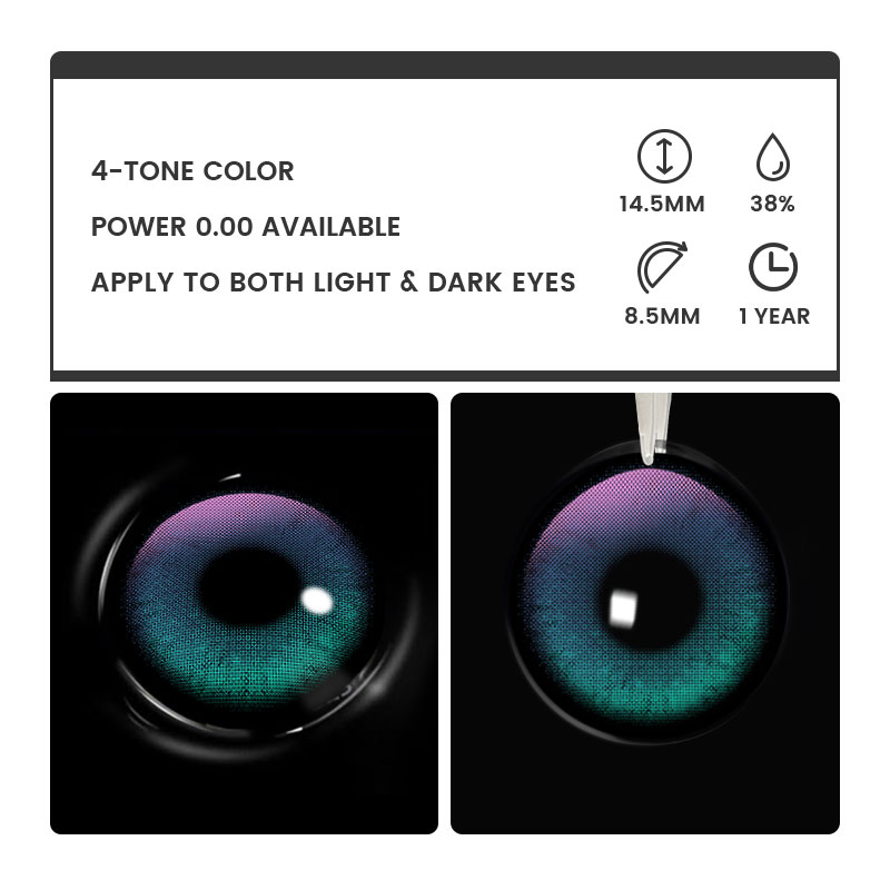 Mystara Green - 1 Year, 2 lenses Colored Contacts - Gleglow