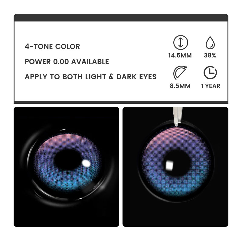 Mystara Purple - 1 Year, 2 lenses Colored Contacts - Gleglow